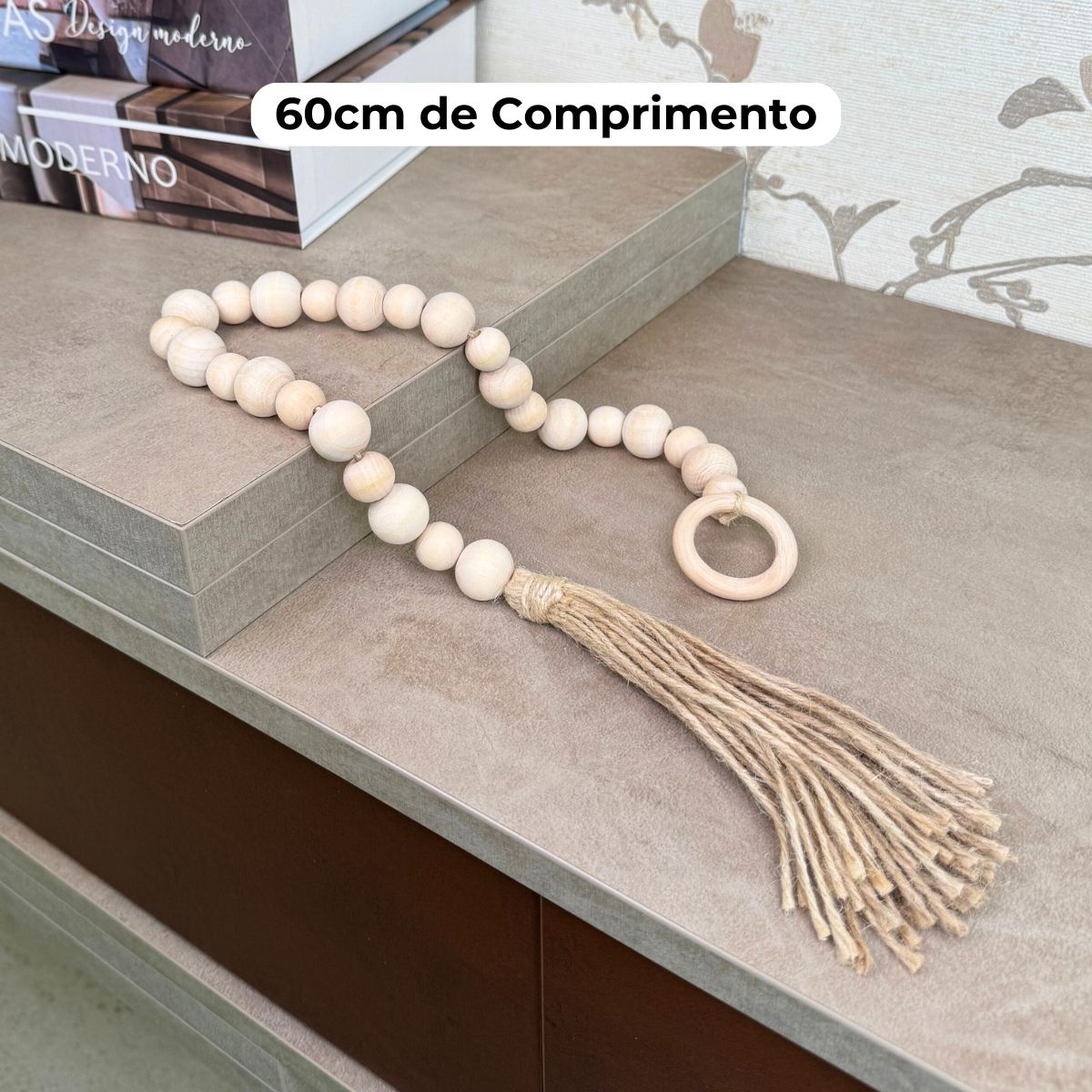 Colar de Mesa Decorativo em Madeira Bege