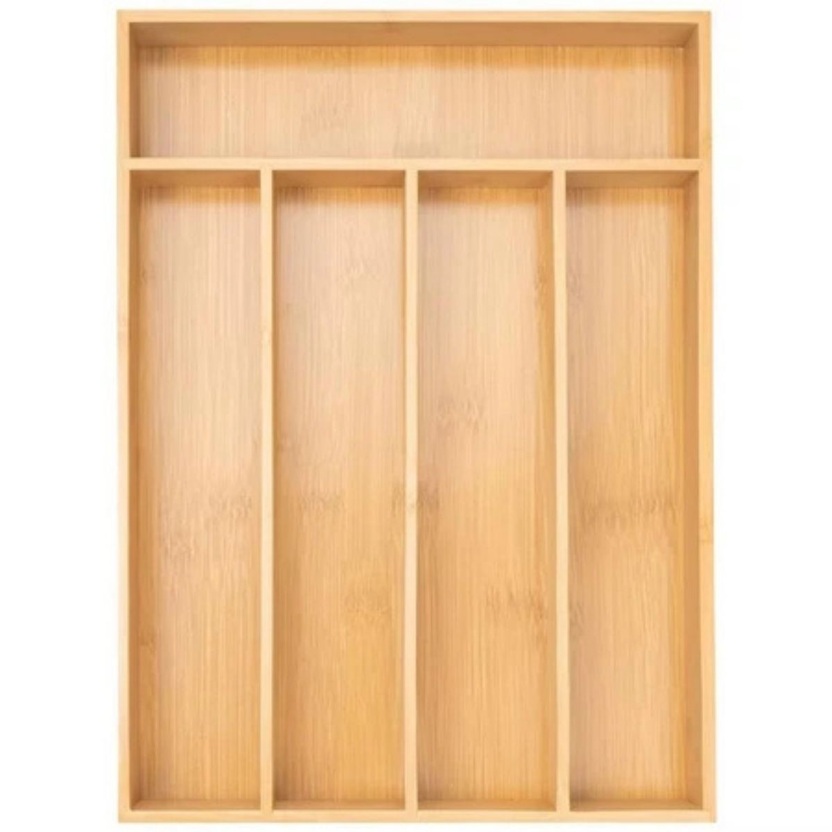 Porta Talheres Bambu 4 Divisórias Organizador Gaveta Bancada Prático Natural