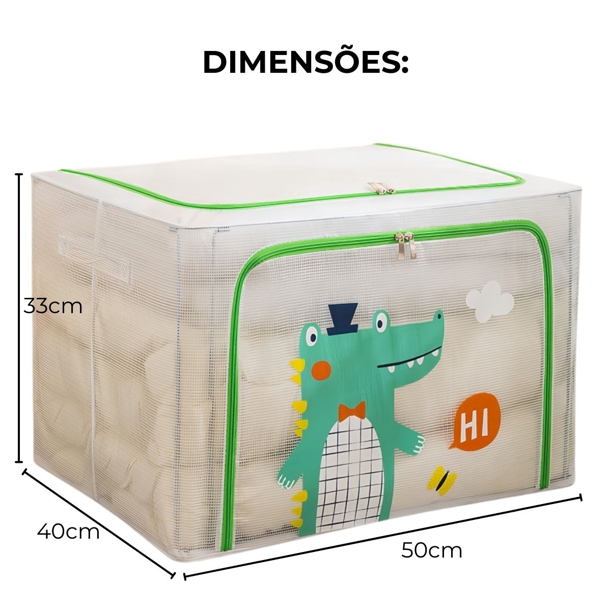 Organizador Infantil com Zíper – Grande (66L) para Brinquedos e Roupas