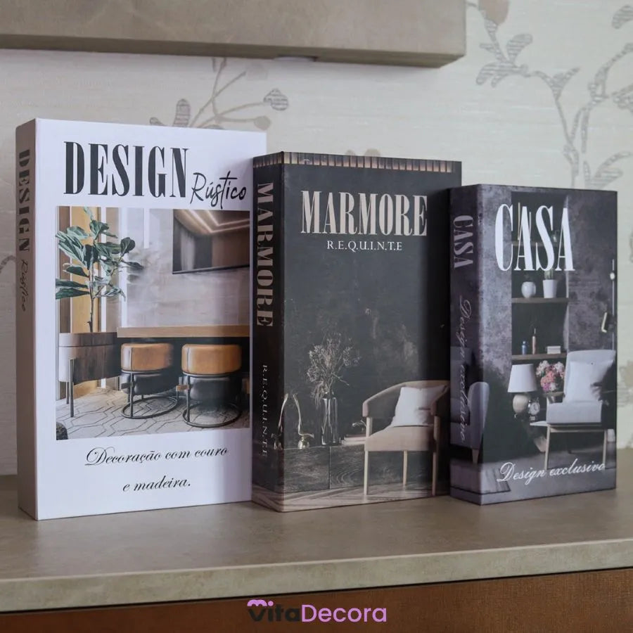 Livros Decorativos Organizadores - Conjunto com 3