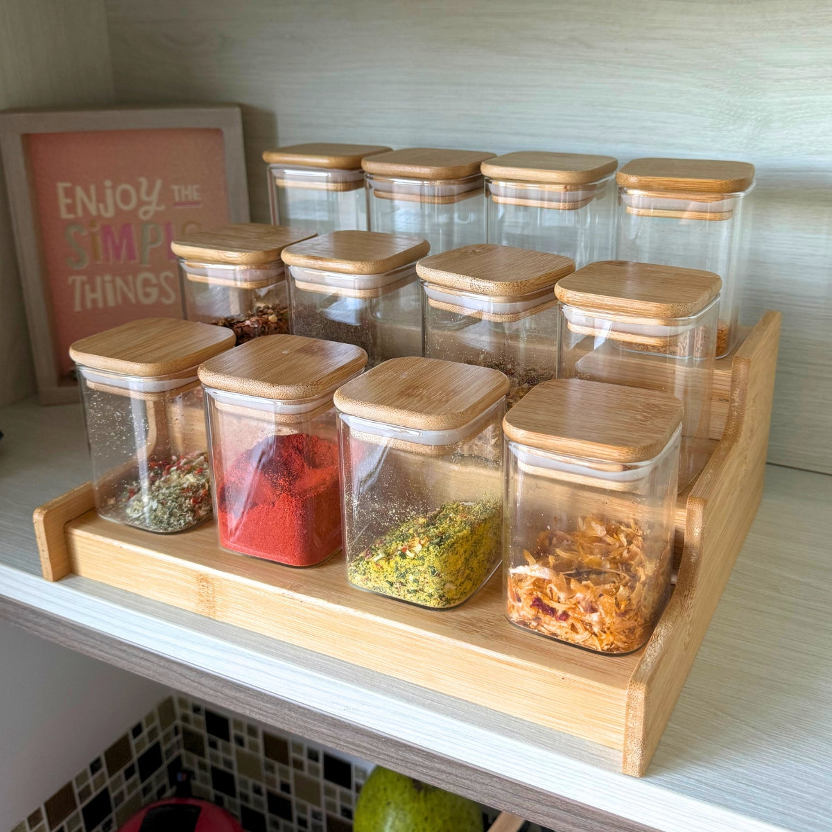 Kit 12 Porta Temperos Vidro & Bambu Premium Hermético 200ml [FRETE GRÁTIS]