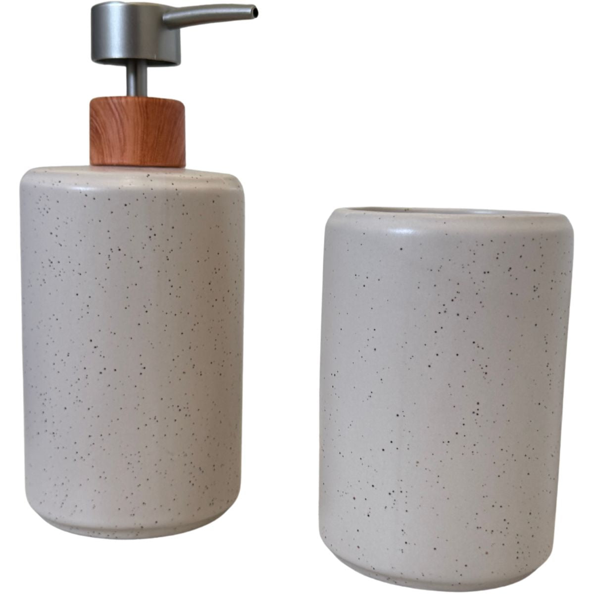 Kit Banheiro 2 Peças Lavabo Conjunto Saboneteira Dispenser e Porta Escovas Porcelana