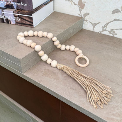 Colar de Mesa Decorativo em Madeira Bege