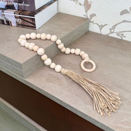 Colar de Mesa Decorativo em Madeira Bege