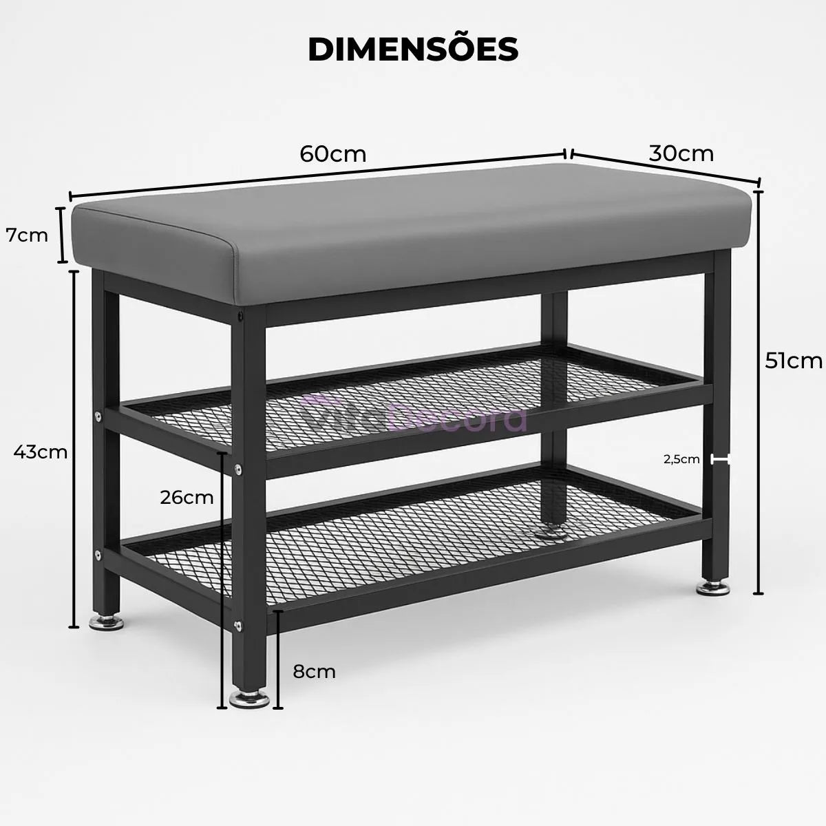 VitaHall - Banco Sapateira Premium 2 Andares [Frete Grátis]