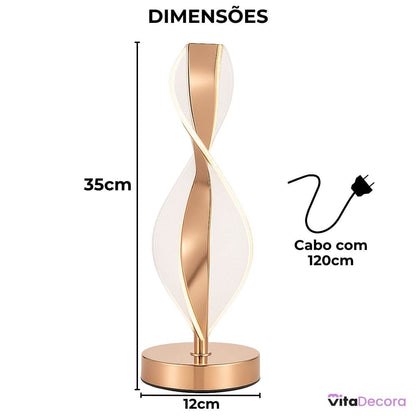 Abajur LED Mesa Design Infinito 3 Tons Bivolt Decorativo - VitaLux Decor