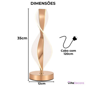 Abajur LED Mesa Design Infinito 3 Tons Bivolt Decorativo - VitaLux Decor