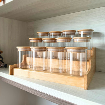 Kit 12 Porta Temperos Vidro & Bambu Premium Hermético 200ml [FRETE GRÁTIS]
