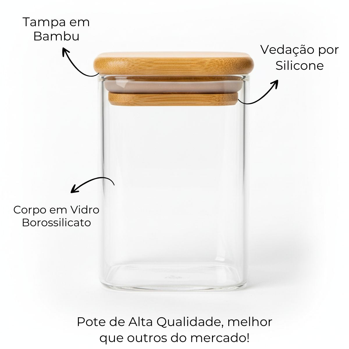 Kit 12 Pote Porta Tempero Hermético 200ml + Organizador em Bambu
