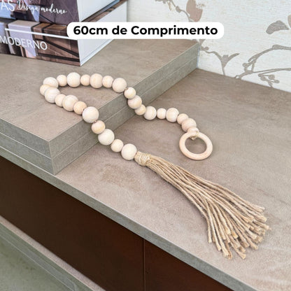 Colar de Mesa Decorativo em Madeira Bege