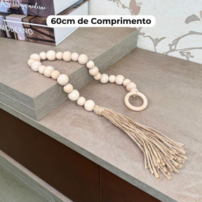 Colar de Mesa Decorativo em Madeira Bege