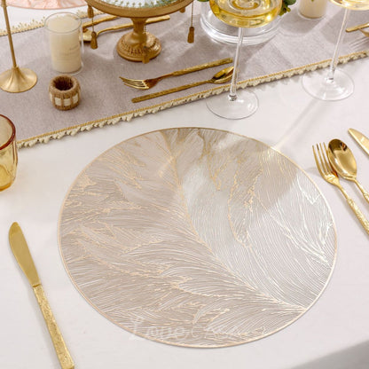 Jogo Americano Sousplat 38cm Redondo em PVC Dourado Mesa Posta Impermeável