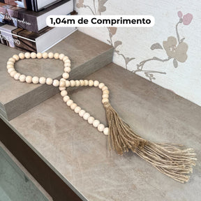 Colar de Mesa Decorativo em Madeira Bege Grande