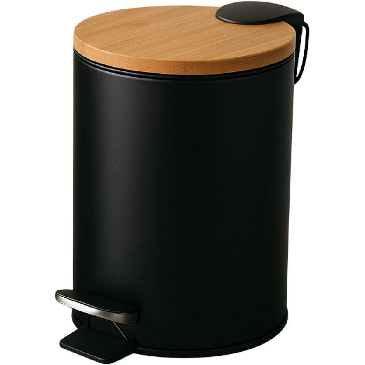 Lixeira 5L Redondo Inox com Bambu