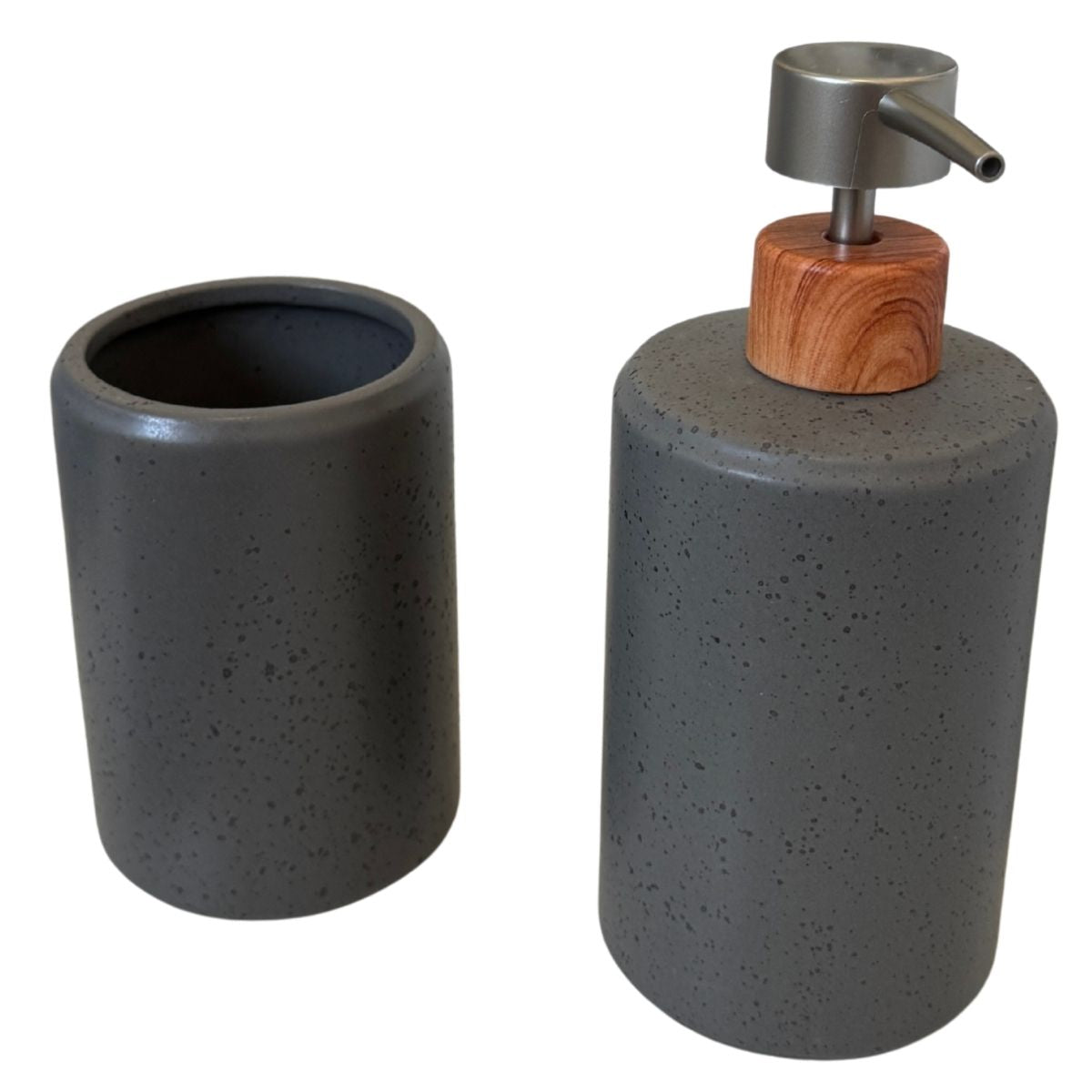 Kit Banheiro 2 Peças Lavabo Conjunto Saboneteira Dispenser e Porta Escovas Porcelana