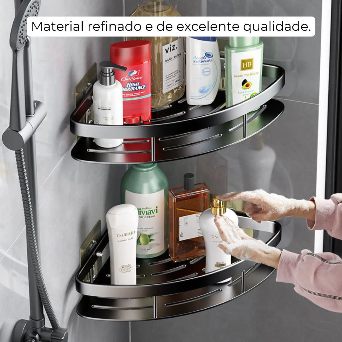 Suporte Porta Shampoo Banheiro Cozinha Organizador Instalação com Adesivo ProFix™