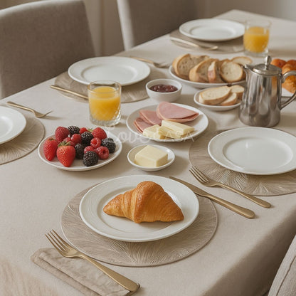 Jogo Americano Sousplat 38cm Redondo em PVC Dourado Mesa Posta Impermeável