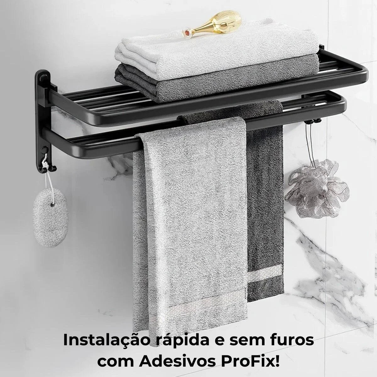Porta-Toalhas Grande Retrátil + Adesivos ProFix!