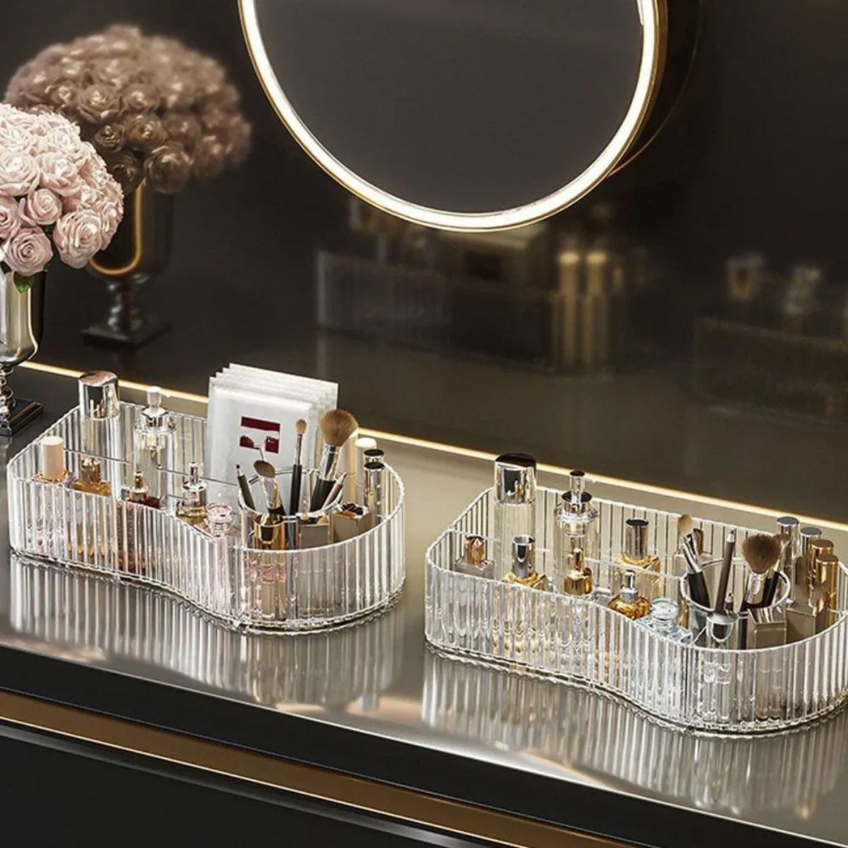 Organizador acrílico transparente multiuso para maquiagem e cosméticos