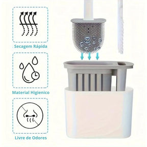 KIT COM 2 PECAS DE ESCOVA SANITARIA COM SUPORTE DE PLASTICO PP
