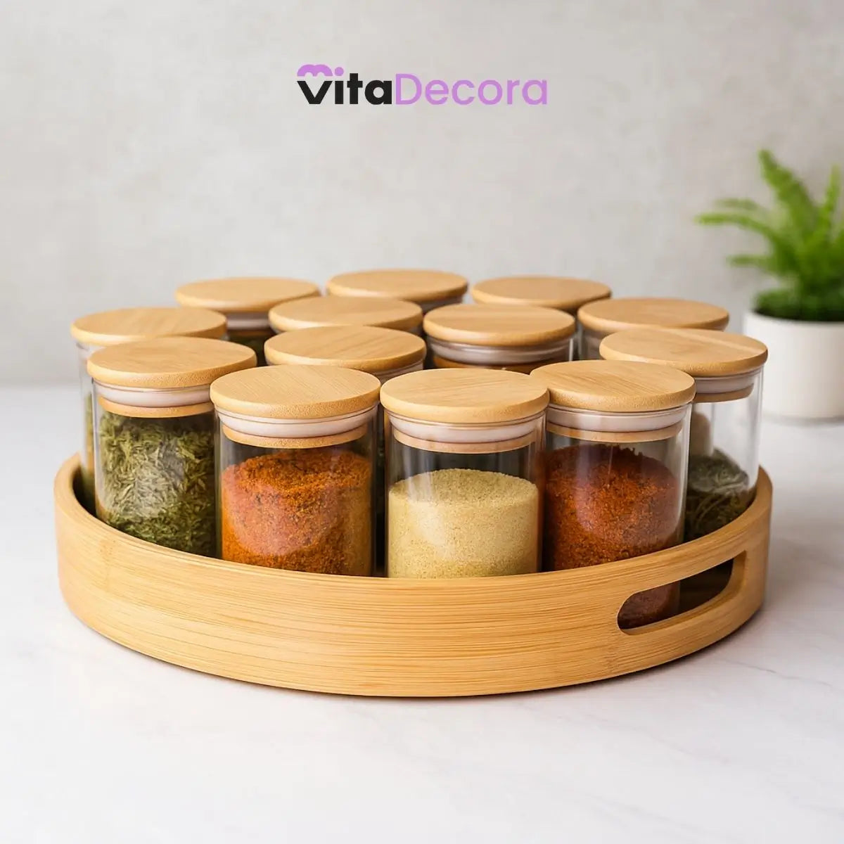 Kits Porta Temperos Vidro Bambu Hermético Premium 200ml - VitaBela