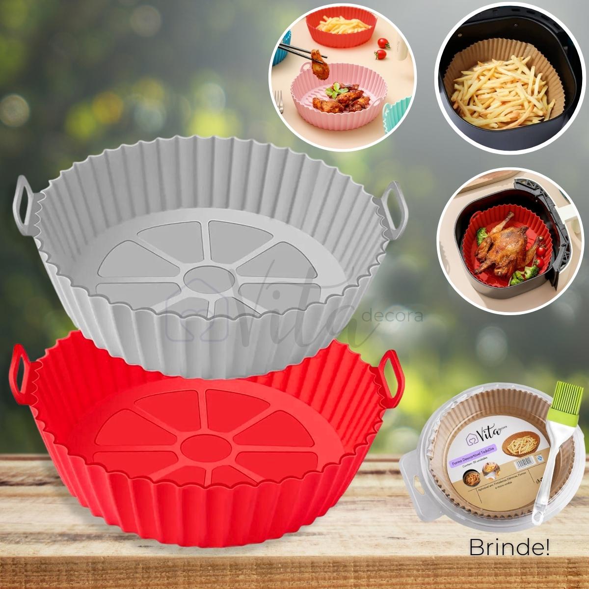 Kit 2 Formas de Silicone AirFryer Eco + BRINDE: 50un Forma Descartável