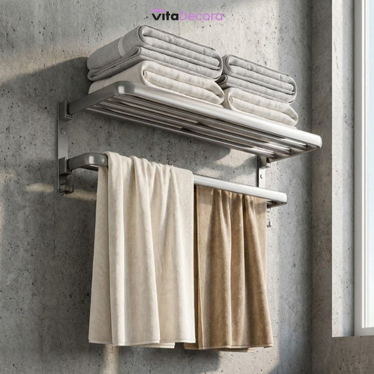 Porta-Toalhas Retrátil em Alumínio + Adesivos ProFix™ de BRINDE!