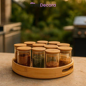 Kits Porta Temperos Vidro Bambu Hermético Premium 200ml - VitaBela
