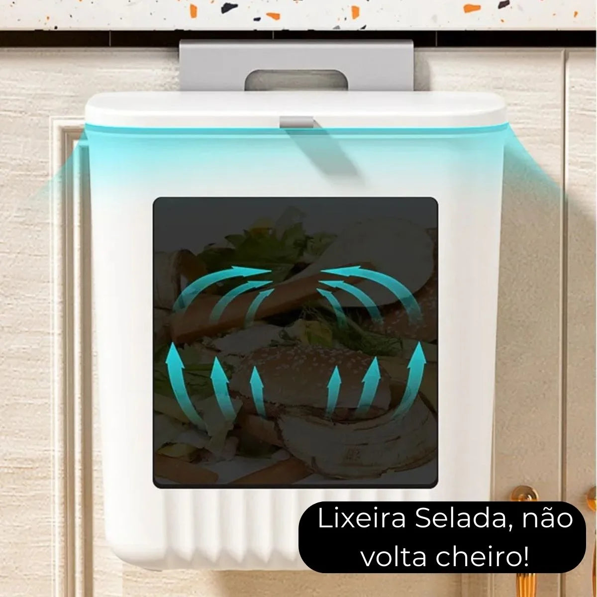 LixoFlex - Lixeira 9 Litros Pendurável e Veda Cheiros Com Adesivos ProFix