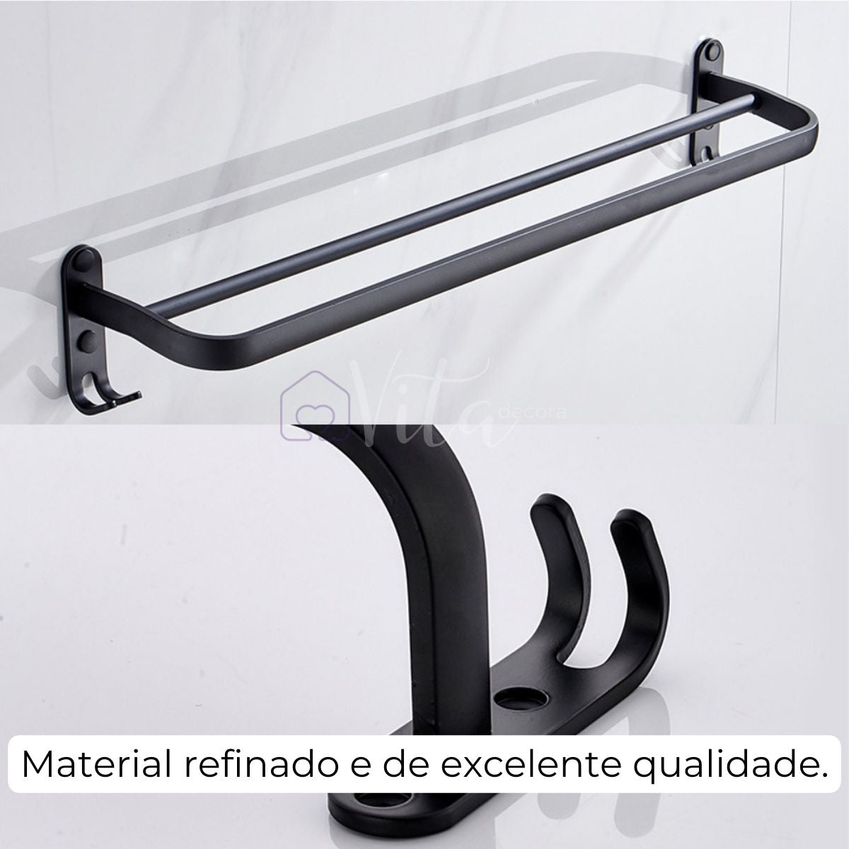 Suporte Toalha Duplo com Adesivos ProFix - Vita™ [FRETE GRÁTIS]