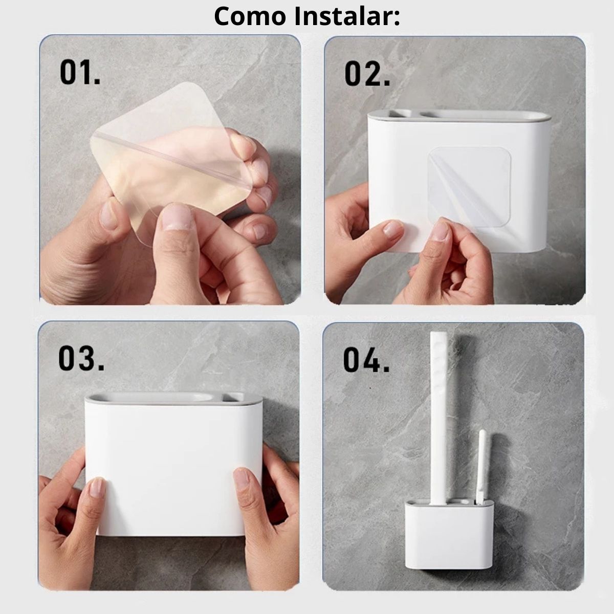 Kit Escova Sanitária em Silicone Com Suporte para Parede