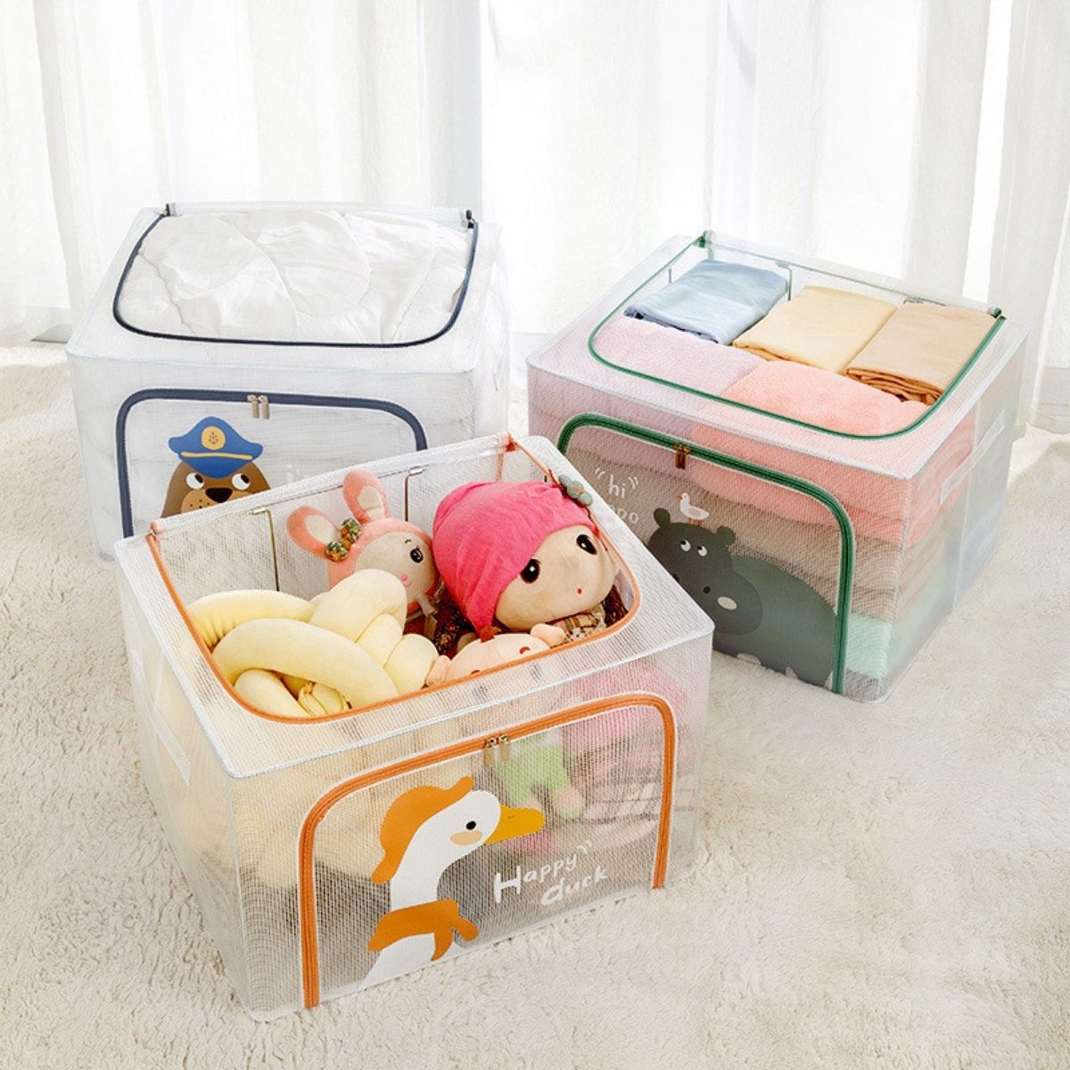 Organizador Infantil com Zíper – Grande (66L) para Brinquedos e Roupas
