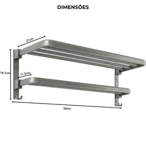 Porta-Toalhas Retrátil em Alumínio + Adesivos ProFix™ de BRINDE!