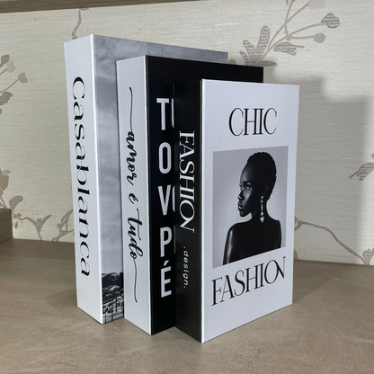 Kit 3 Livros Decorativos Organizadores - Modelo Casablanca