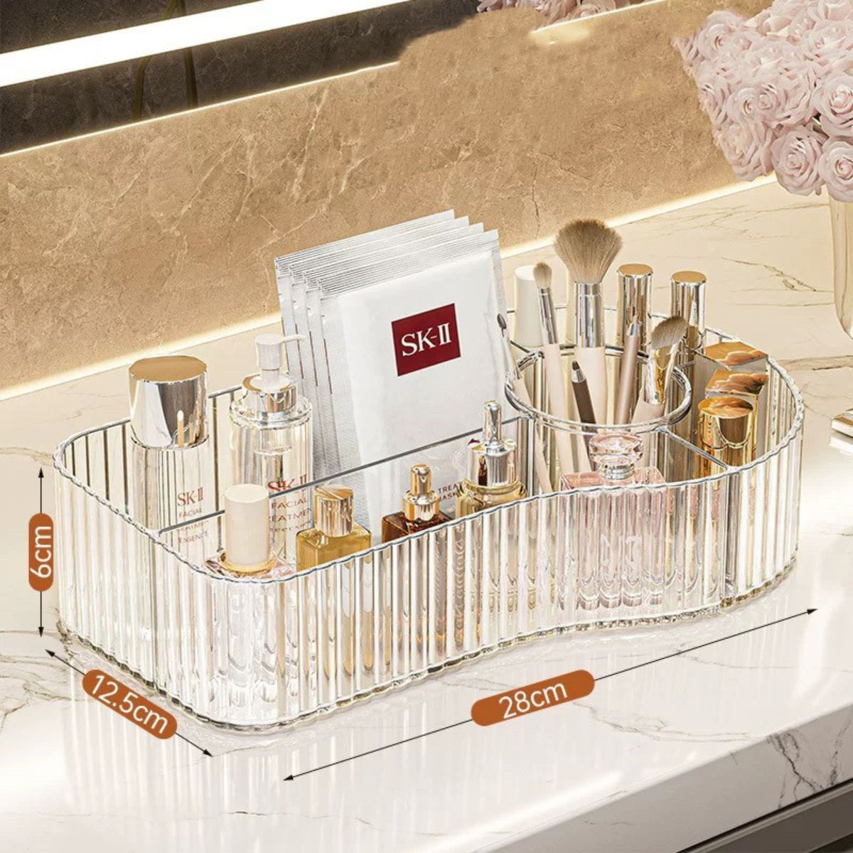 Organizador acrílico transparente multiuso para maquiagem e cosméticos