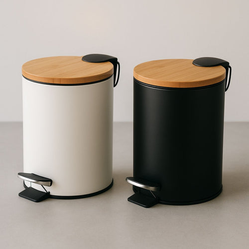 Lixeira 5L Redondo Inox com Bambu