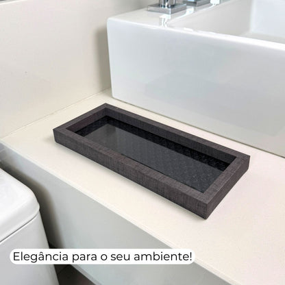 Bandeja Decorativa de Madeira com Vidro – Organização e Sofisticação