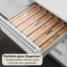 VitaPratic - Dispenser Duplo em Bambu - Cortador Papel Alumínio e PVC