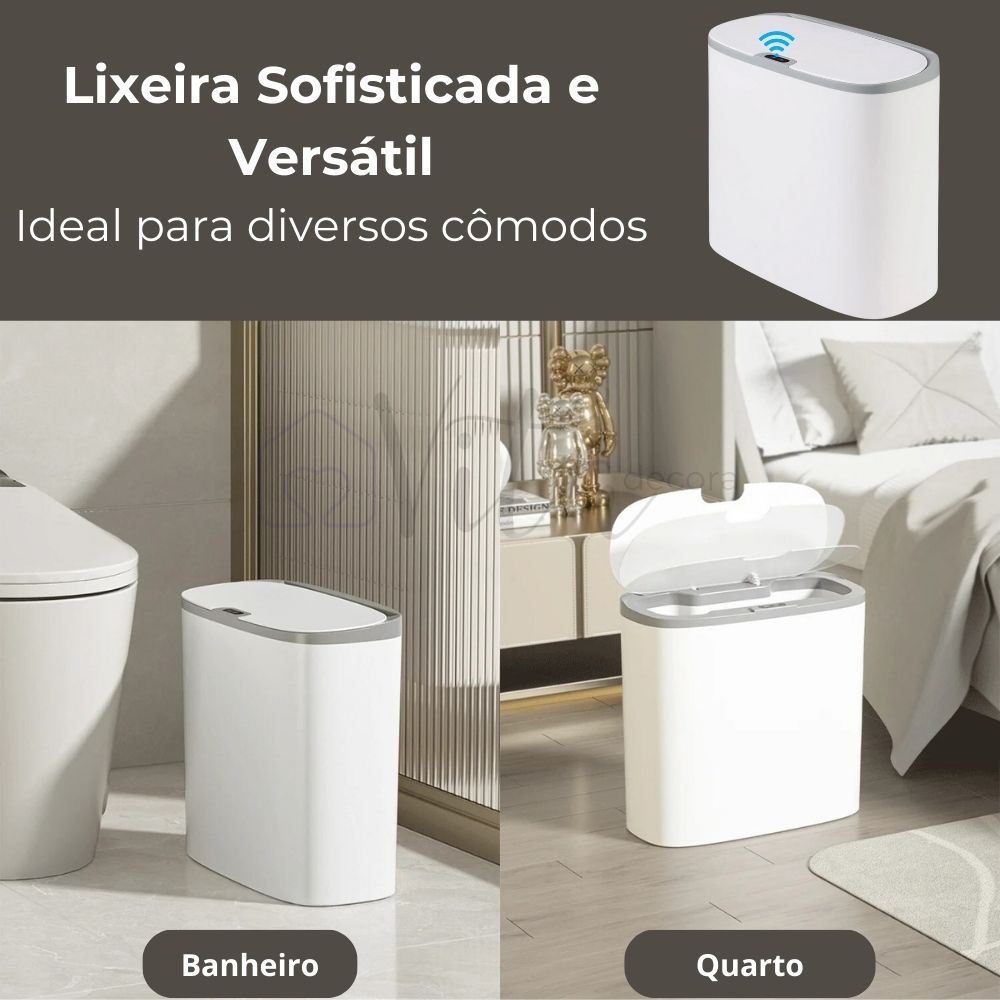 Lixeira Inteligente 13 Litros Abertura Automática Veda Cheiros - [ACOMPANHA PILHAS]