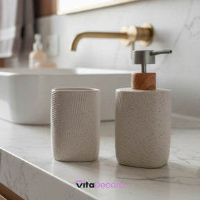 Kit Lavabo Conjunto Dispenser e Porta Escovas Porcelana 2 Peças