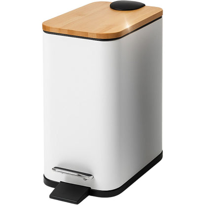 Lixeira 5L Retangular Inox com Bambu
