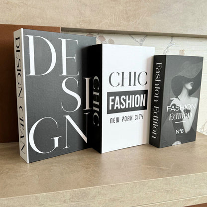 Kit 3 Livros Decorativos Organizadores - Modelo Design Clean