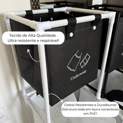 Cesto Roupa Suja Duplo Multiuso Organizador Prático Grande