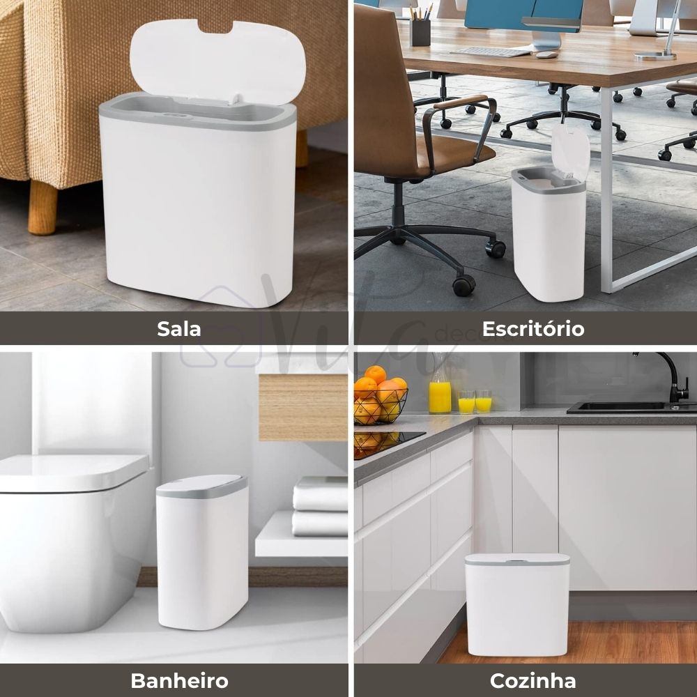 Lixeira Inteligente 13 Litros Abertura Automática Veda Cheiros - [ACOMPANHA PILHAS]
