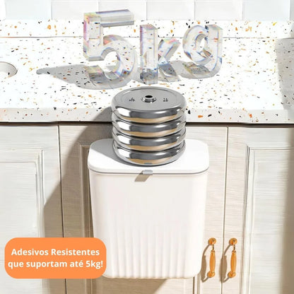 LixoFlex - Lixeira 9 Litros Pendurável e Veda Cheiros Com Adesivos ProFix