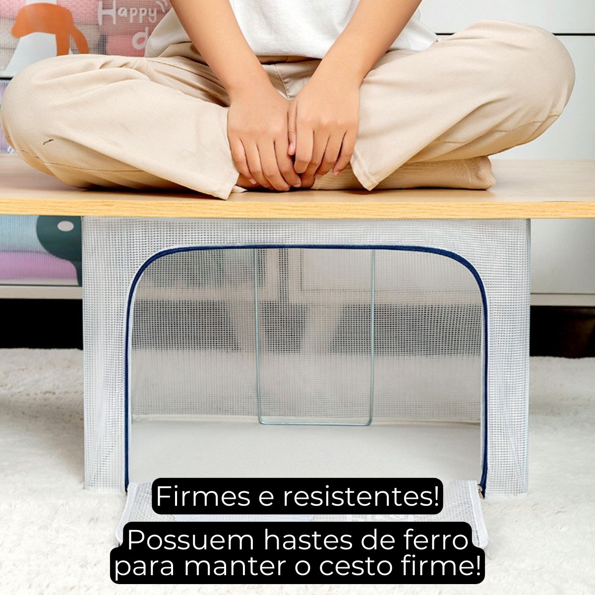 Organizador Infantil com Zíper – Grande (66L) para Brinquedos e Roupas