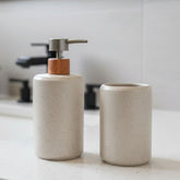 Kit Banheiro 2 Peças Lavabo Conjunto Saboneteira Dispenser e Porta Escovas Porcelana