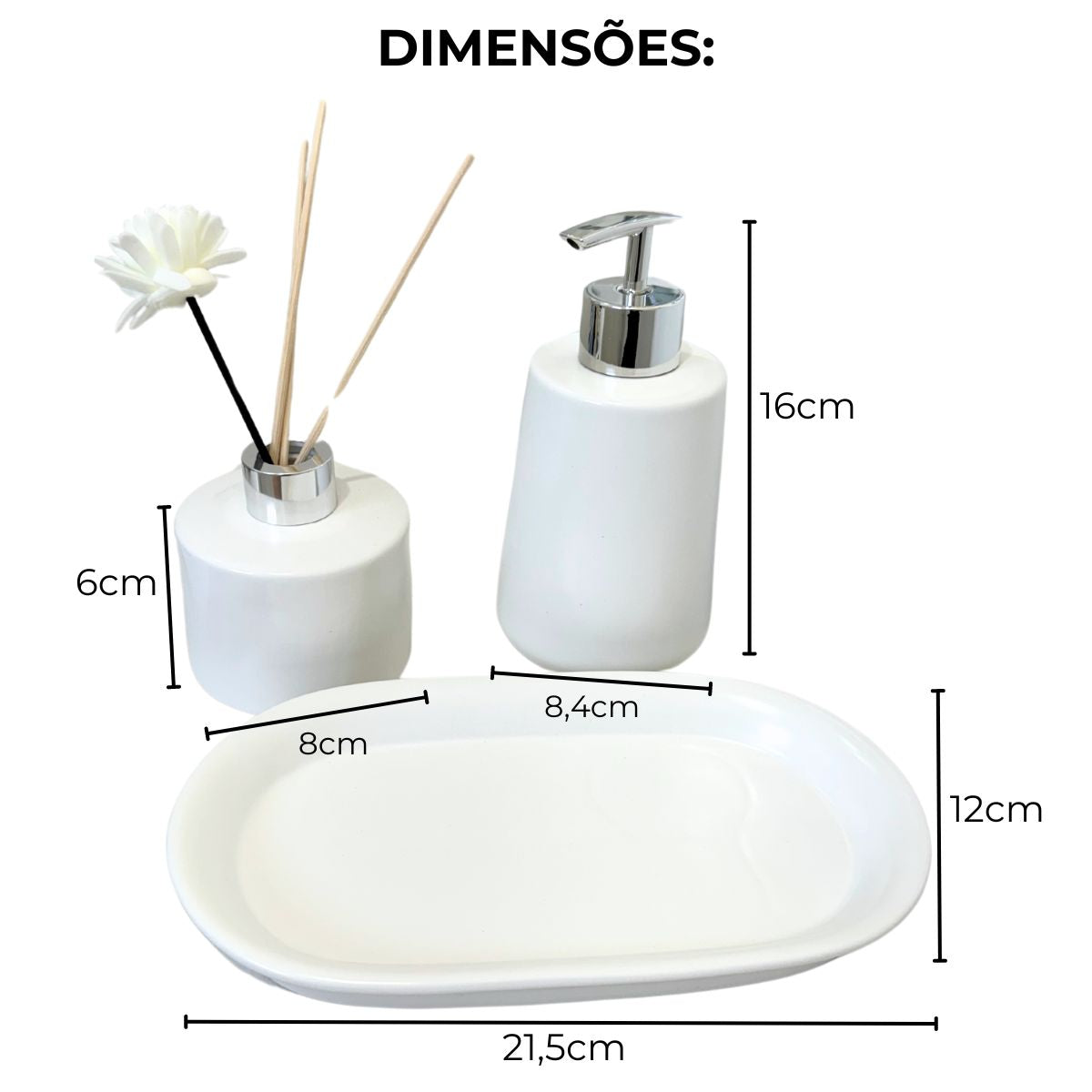 Kit Lavabo Elegance 3 Peças Porcelana