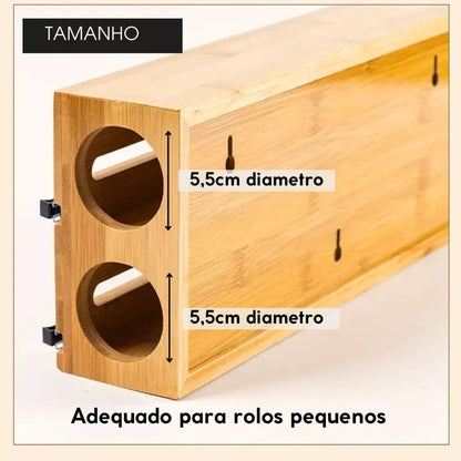 VitaPratic - Dispenser Duplo em Bambu Cortador Papel Alumínio [Frete Grátis]