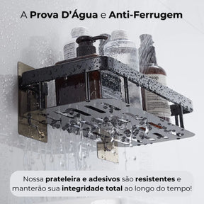 Suporte Porta Shampoo Banheiro Cozinha Organizador Instalação com Adesivo ProFix™